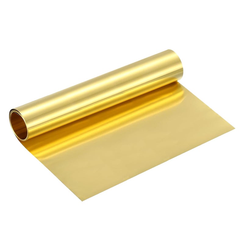 uxcell Brass Sheet Roll, 80" x 8" x 0.0008" Metal Flashing Brass Foil Roll for Crafting, Electrical DIY Projects Repairs, Gold - Image 1